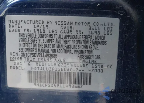 2020 Nissan Kicks Sr Xtronic Cvt from USA, damaged, VIN 3N1CP5DV2LL493685